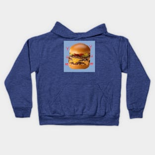 Yum Yum Hamburger Pattern (light Blue Background) Kids Hoodie